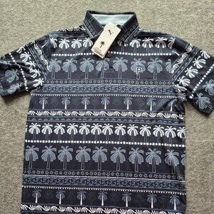 NWT Puma Golf PTC Palm Tree Crew HERO Golf Polo Mens Sm Navy Rickie Fowler KYGO
